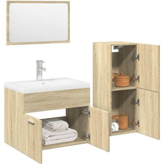 vidaXL Set Mobili da Bagno 3 pz Rovere Sonoma in Legno Multistrato vidaXL