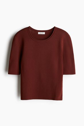 H&M T-Shirt aus Feinstrick - Rostrot