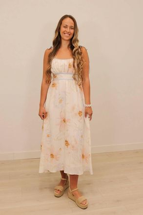 Blu Pepper Caity Sleeveless Trim Midi Dress In Cream Multi