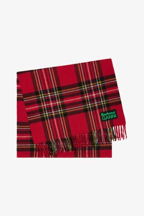 Ganni x Barbour Wool Scarf Size One - Red
