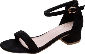 Generic Stylish Summer Buckle Strap Sandals For Women With Comfortable Thick Heel Design And Wide Width Large Size Options (Black, 5.5)