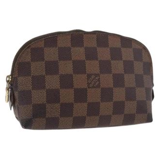Louis Vuitton Pre-owned Damier Ebene Pouch - Dames - Vintage Clutch - Bruin - ONE Size - Leer - Vintage