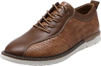 AlltheMen Mens Dress Shoes Business Casual Oxford Shoes for Men, Brown, 8 UK