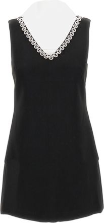 Self Portrait Rhinestone-Embellished Black Midi Dress With V-Neckline