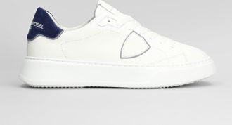 Philippe Model Temp Low Sneakers In White Leather And Fabric