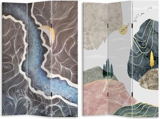 Vacchetti Vacchetti - Paravento Estampado Efecto Colinas Multicolor 3 Paneles Rectangular 120,6x2,5xh180,6x2,5xh180