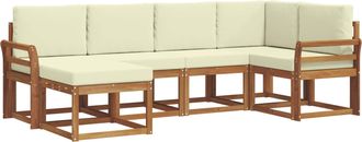 vidaXL Conjunto De Sof&aacute;s De Exterior 6 Uds. Natural Y Crema Vidaxl