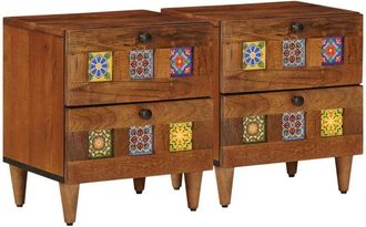 vidaXL Armario De Noche Con Caj&oacute;n 2 Pcs Marr&oacute;n 40 X 33 X 46 Cm Vidaxl