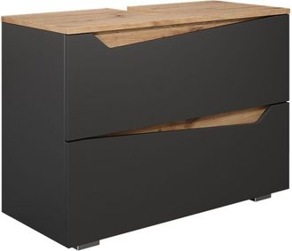 Vicco Mueble Bajo Lavabo Marelle, Antracita/artisan, 80 X 57.5 Cm Con 2 Cajones, Vicco