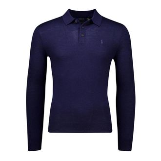 Polo Ralph Lauren Tops, Heren, Blauw, XL, Wol, Merino Polo Trui