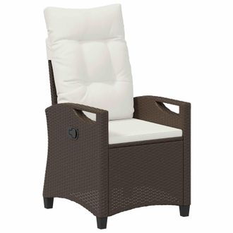 vidaXL Silla De Jard&iacute;n Reclinable Marr&oacute;n Y Crema 56 X 60 X 112 Cm Vidaxl
