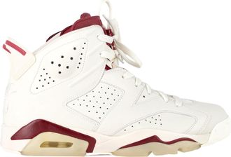 Nike Pre-owned Womens Air Jordan 6 High-Top Sneakers in White and Burgundy Calf Leather - Ecru - Size UK 7.5
