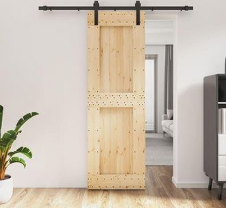 vidaXL Puerta Corredera Con Herrajes Madera Maciza De Pino 70x210 Cm Vidaxl