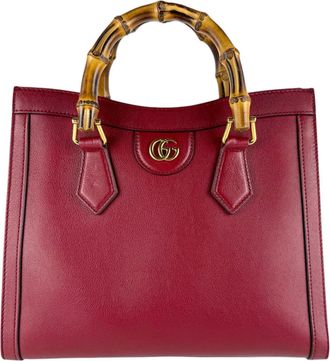 Gucci Red Color Leather Handbag Shoulder Bag Tote Bag (Pre-Owned)