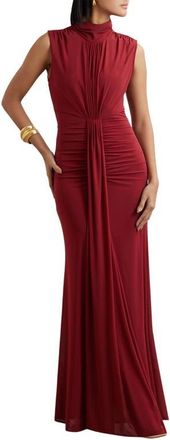 Reiss Daniella Drape & Ruched Detail Sleeveless Gown in Dark Red at Nordstrom, Size 10 Us