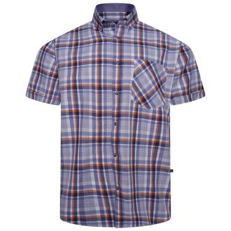 KAM Mens Short Sleeve Premium Checked Shirt - Blue - 4XL