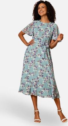 Yumi Blossom Print Midi Skater Dress in Blue at Nordstrom, Size 12