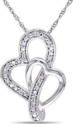 Delmar Diamond Interlocked Heart Pendant Necklace - 0.05ct. in Silver at Nordstrom Rack