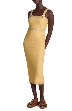 St. John Sequin Twill Knit Cocktail Dress in Golden Rod/Light Khaki Multi at Nordstrom, Size 12