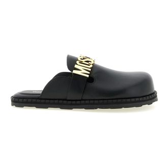Moschino Leather Sabots - female - Moschino - Mules - Black - 5 UK - Shoes