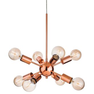 Netlighting Alfa 8 Light Multi Arm Ceiling Pendant Copper E27