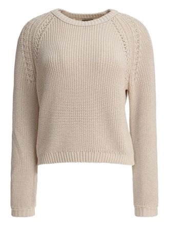 Rakkì cotton-knit raglan-sleeve sweater - Neutrals