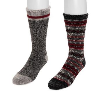 Muk Luks Heat Retainer Socks 2 Pair Pack in Candy Apple/black at Nordstrom