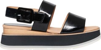 Paloma Barcel&oacute; Schoenen, Dames, Zwart, 40 EU, Leer, Frate Wedge Sandal