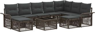 vidaXL Conjunto De Sof&aacute;s De Jard&iacute;n 10 Uds. Gris Y Gris Oscuro Vidaxl