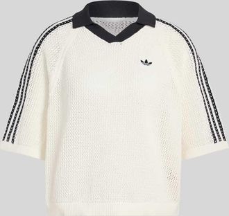 adidas Originals Loose Fit Poloshirt in Strickoptik in Offwhite, Gr&ouml;&szlig;e XL