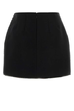 Prada Womens Black Polyester Blend Mini Skirt Nero Exterior: Silk Gonne