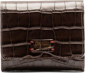 Frances Valentine Perfect Croc Embossed Leather Trifold Wallet in Brown at Nordstrom