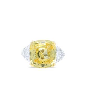 Diana M. Jewels Fine Jewelry 18K 25.93 Ct. Tw. Diamond & Yellow Sapphire Three-Stone Ring