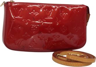 Louis Vuitton Pochette Accessoires Vernis Red Patent_Leather Bag (Pre-Owned)