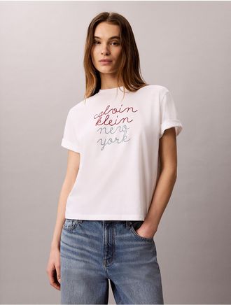 Calvin Klein Jeans Calvin Klein Womens Boxy CK NY Graphic Tee - White - XL