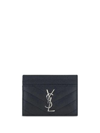 Saint Laurent Cassandre Matelass&eacute; Card Case In Grain De Poudre Leather Accessories