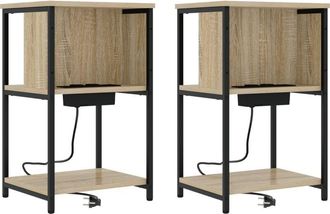 vidaXL Bedside Cabinet 2 pcs Sonoma oak 38 x 31 x 61 cm Vidaxl