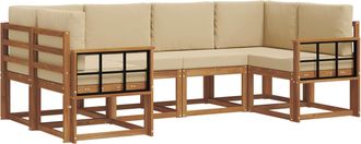 vidaXL Conjunto De Sof&aacute;s De Exterior 6 Uds. Natural Y Beige Vidaxl