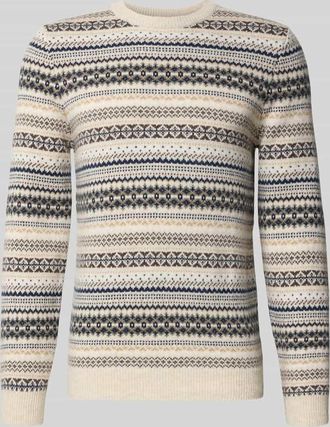 Mc Neal Strickpullover aus Woll-Mix mit Rundhalsausschnitt in Kitt Melange, Größe XXXL