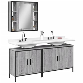 vidaXL Vidaxl - Set De Muebles De Ba&ntilde;o 3 Pzas Madera Contrachapada Gris Sonoma