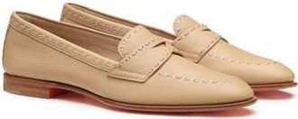 Santoni Womens Leather Penny Loafer in Light Brown at Nordstrom, Size 10.5