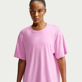 Nike Womens One Dri-FIT Short-Sleeve Top in Pink | IV4935-621