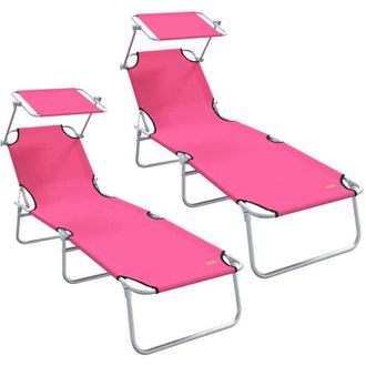 vidaXL Vidaxl - Lettino da sole 2-persona 2 pcs Rosa 58 x 188 x 77cm Tessuto