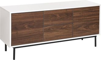 Beliani Modern 2 Door Sideboard with Drawers Cabinets Dark Wood with White Okland