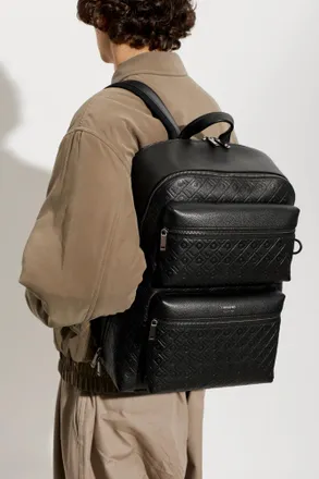 Ferragamo Leather Backpack, Mens, Black