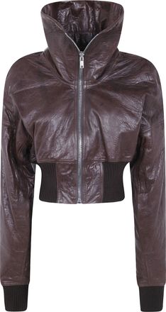 Rick Owens Jacket Cropped Leather Bomber Dracuflight