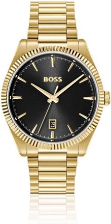 BOSS Cheswick gold-tone watch with fluted bezel