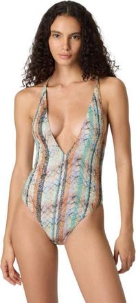 Missoni One-piece Swimsuit In Lam&eacute; Viscose Blend With Multi-workmanship And Deep V-neckline in Multicoloured at Nordstrom, Size 42 It