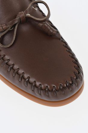Valentino GARAVANI Leather Deck Loafers With Gold Monogram Valentino