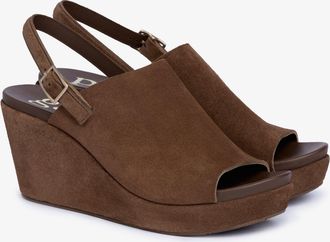 Pedro Garcia Sling back brown suede wedge sandal | Alvara | Fall-winter 26 |